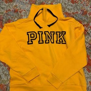 NWT, PINK cowl neck sweatshirt, yellow & black